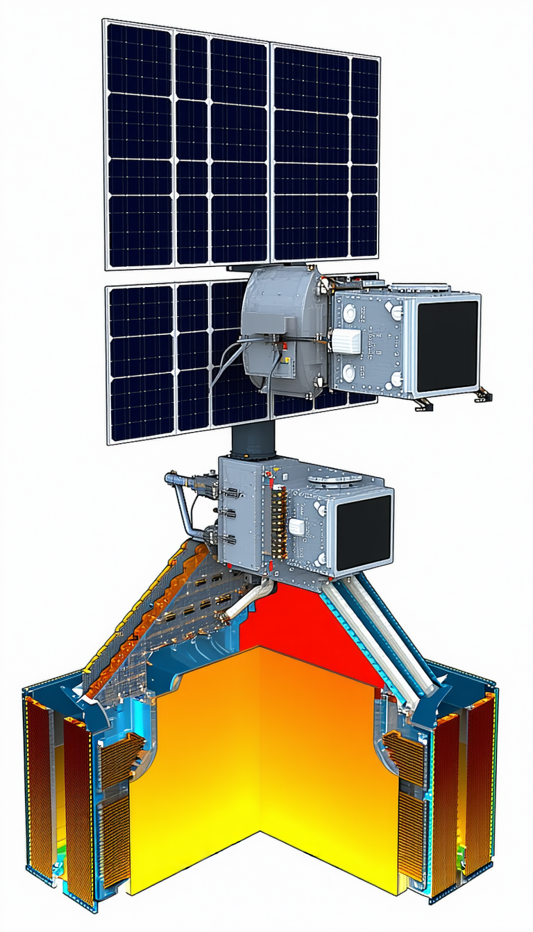 A Large, Multi-faceted Structure With A Solar Panel On Top