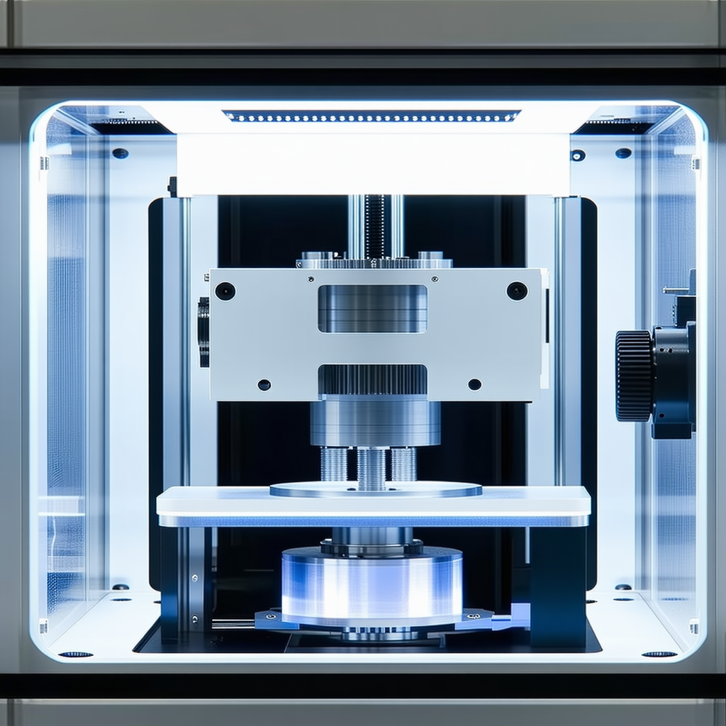 A Large, White, And Blue Machine With A Blue Plate On Top
