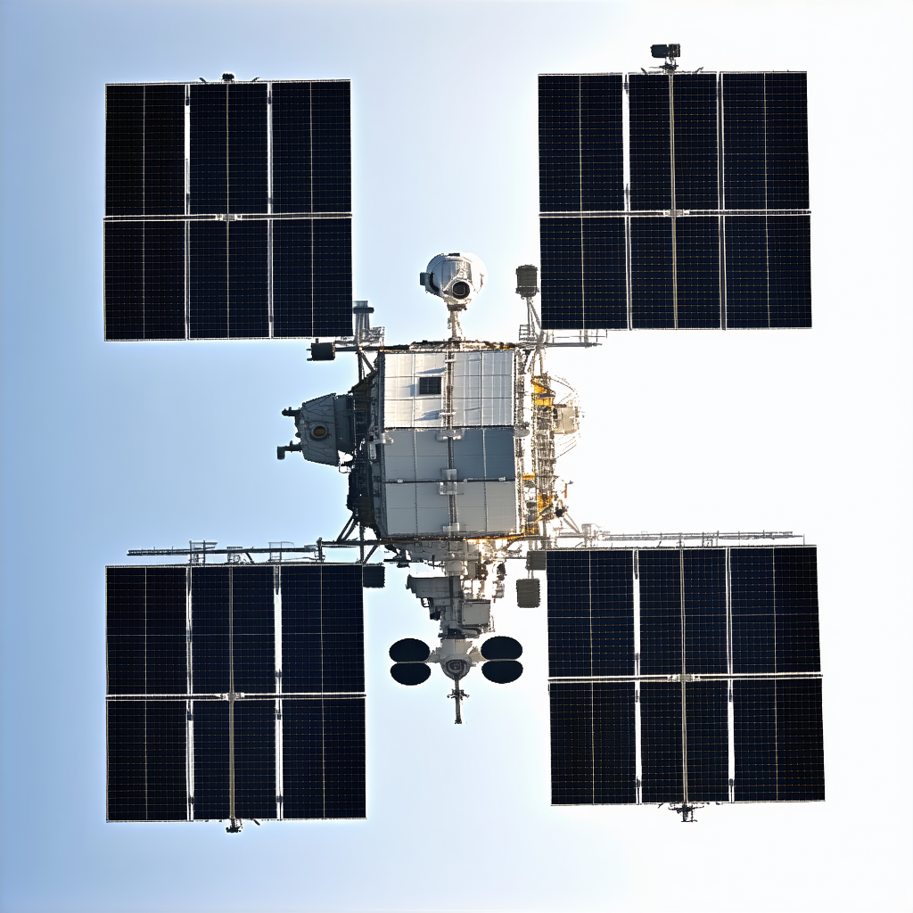 A Space Shuttle With A Large Satellite Dish On Top Of It
