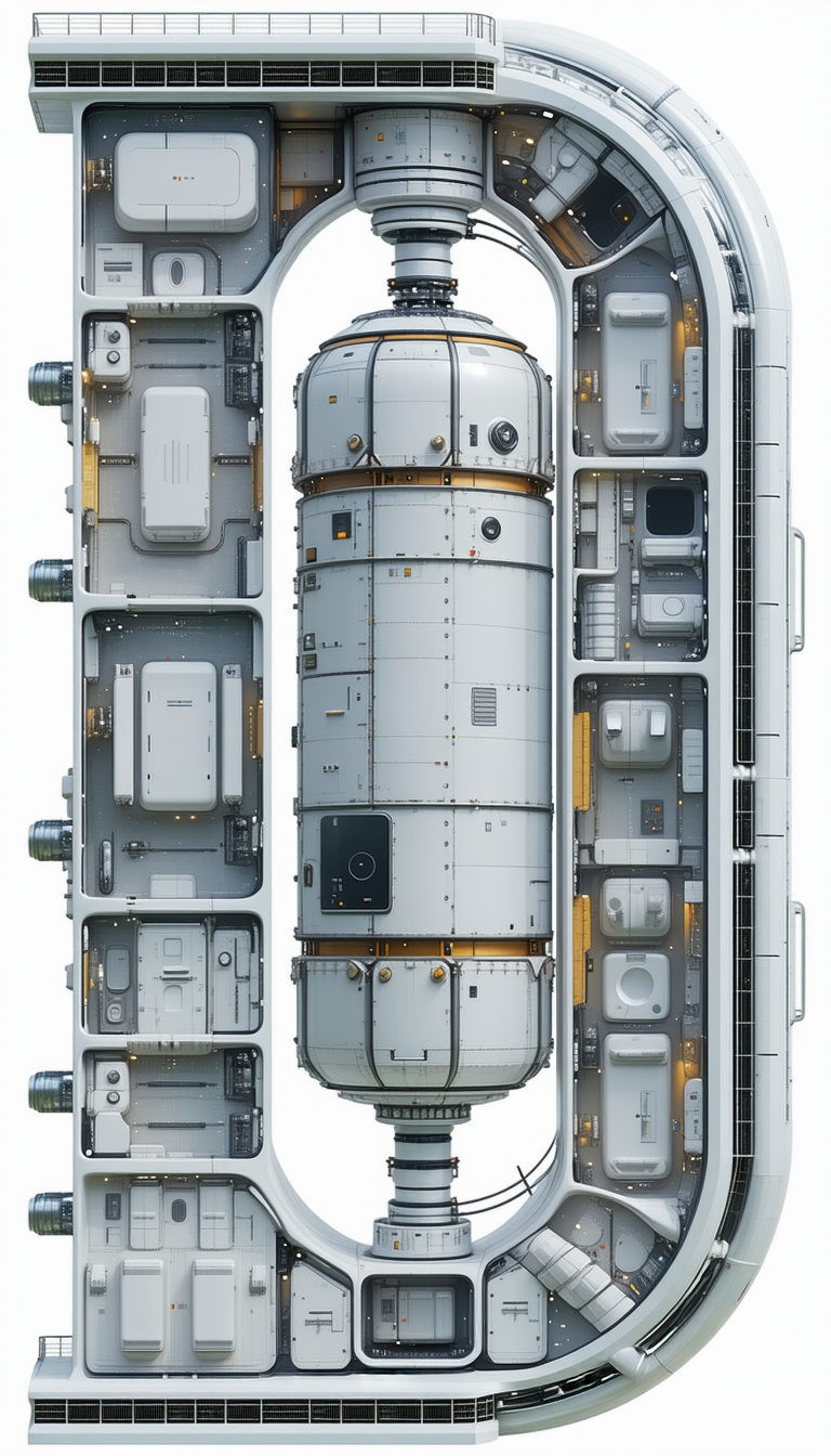 A Large, White Spacecraft With A Hollowed-out Center