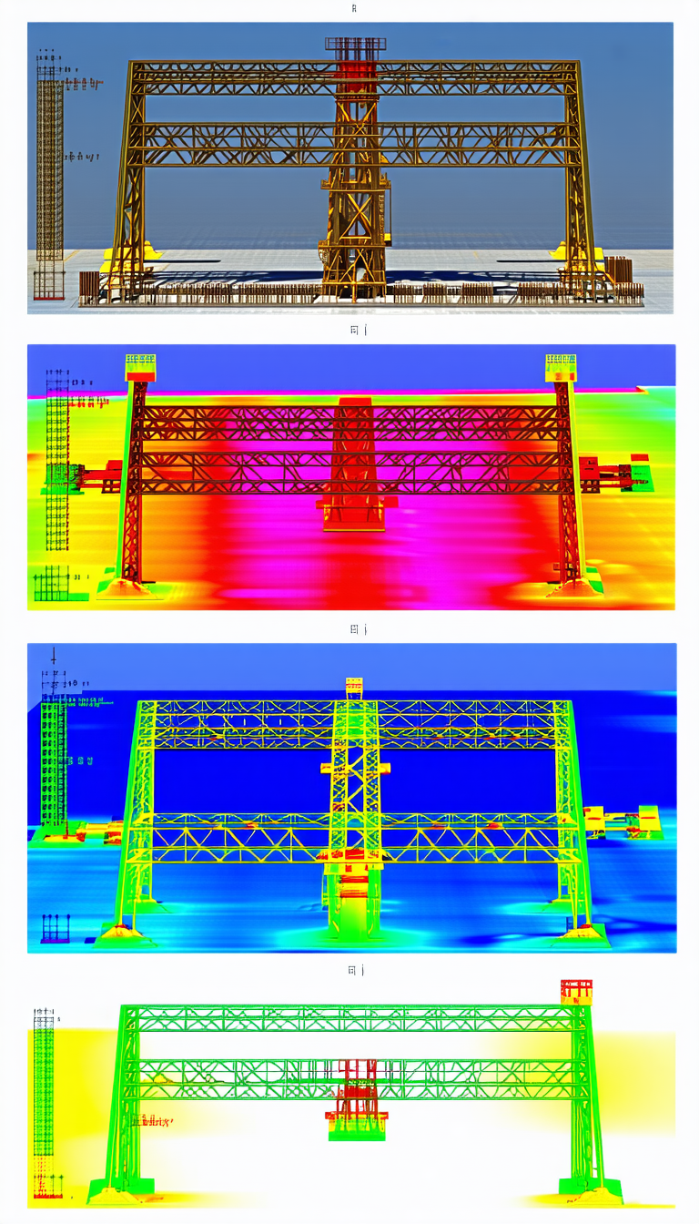 The Image Is A Collection Of Three Different Pictures Of A Large Yellow Bridge