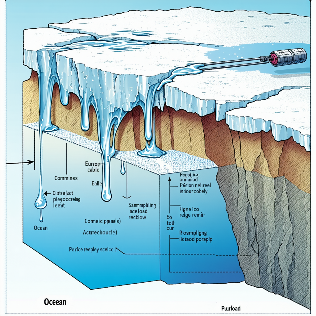 A Diagram Is Shown Of A Frozen Ocean, With A Large Iceberg In The Center