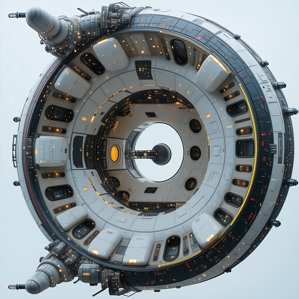 A Large, Futuristic Spacecraft Is Shown In A Close-up View
