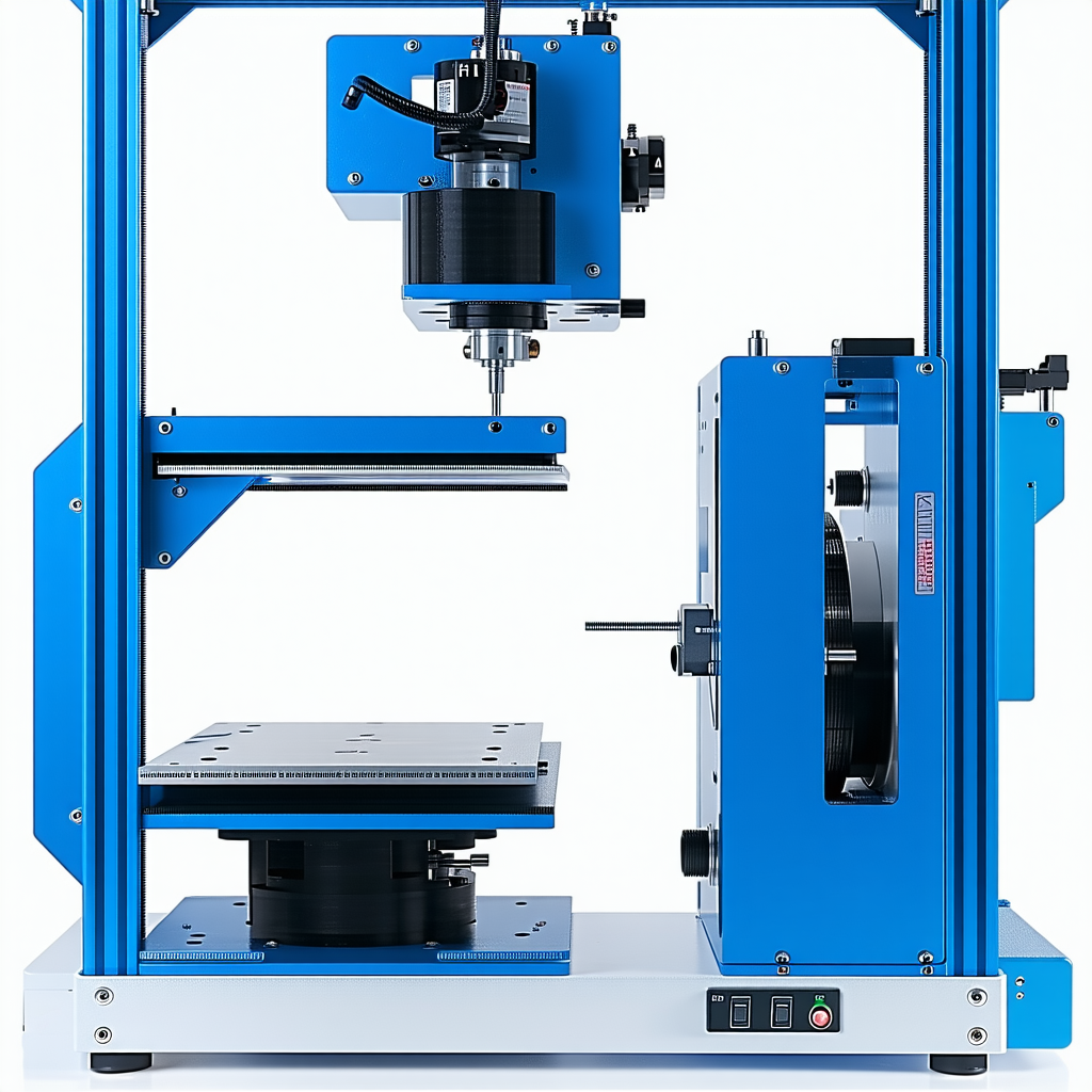 A Blue And Black Machine With A Large Metal Base