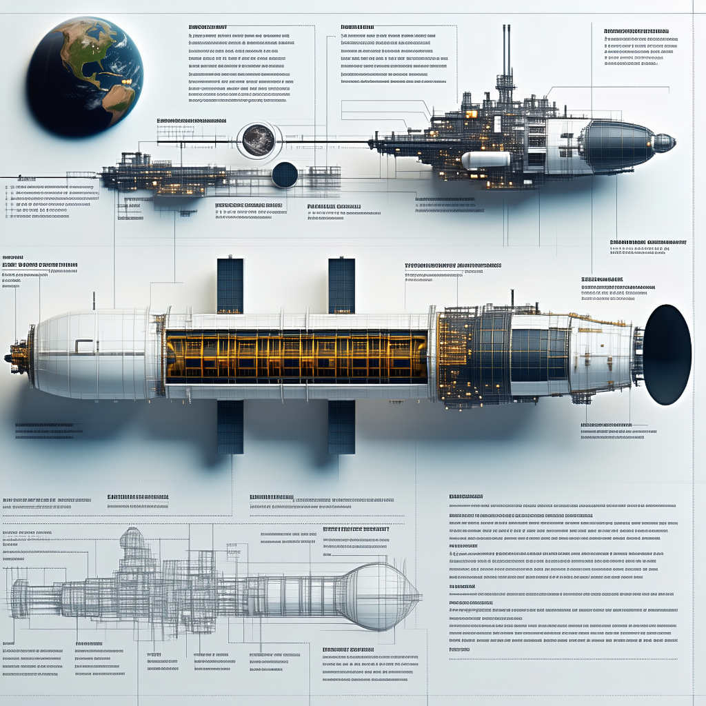 A Large Spacecraft Is Shown In A Diagram, With Various Parts Labeled