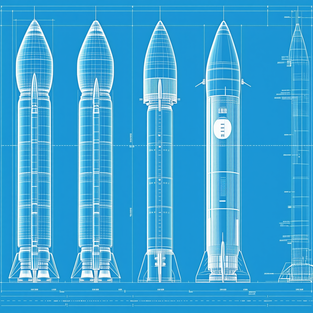 There Are Four Rockets In The Image, Each With A Different Design