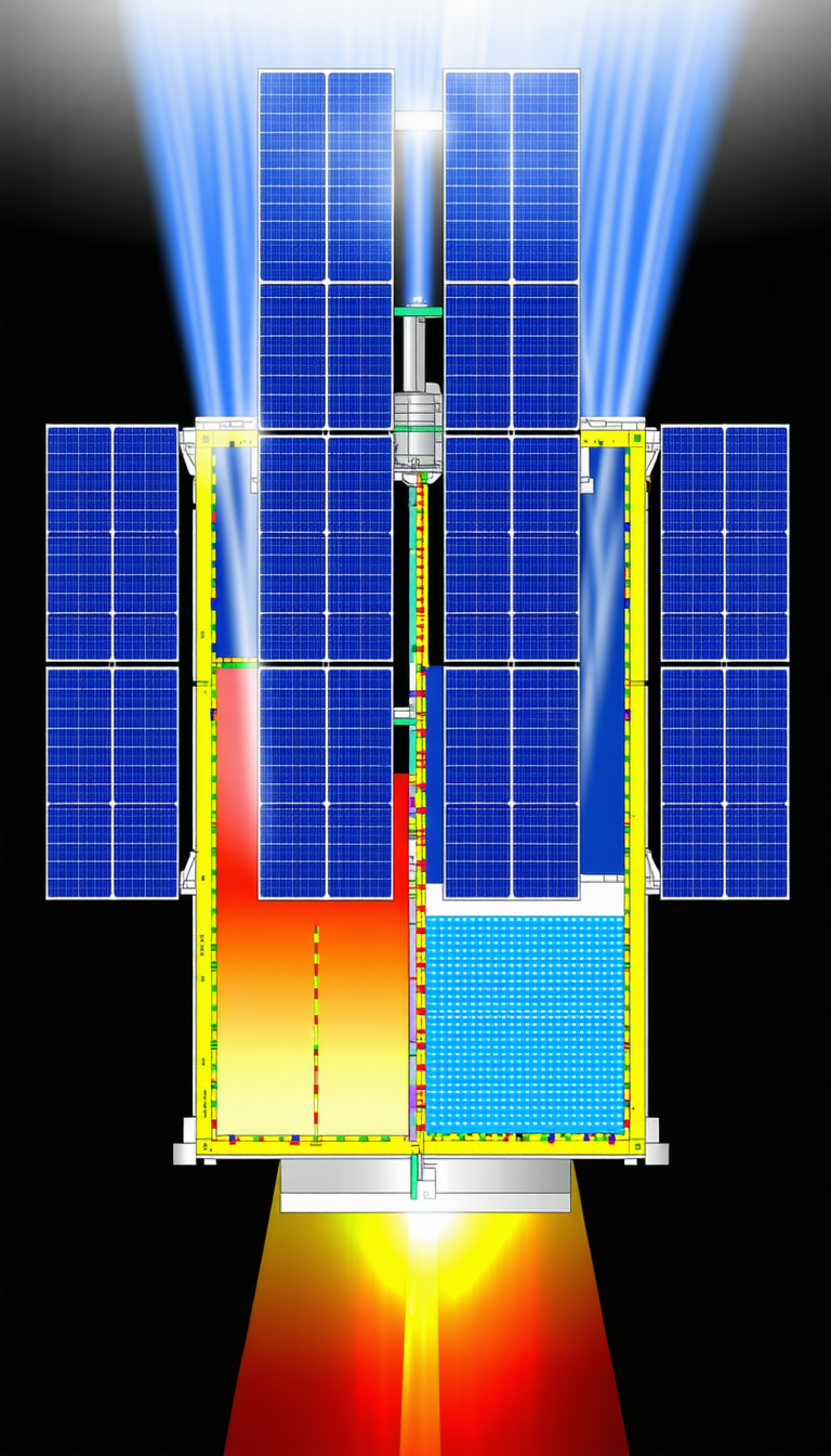 A Solar Panel Is Shown In The Image, With A Bright Light Shining On It