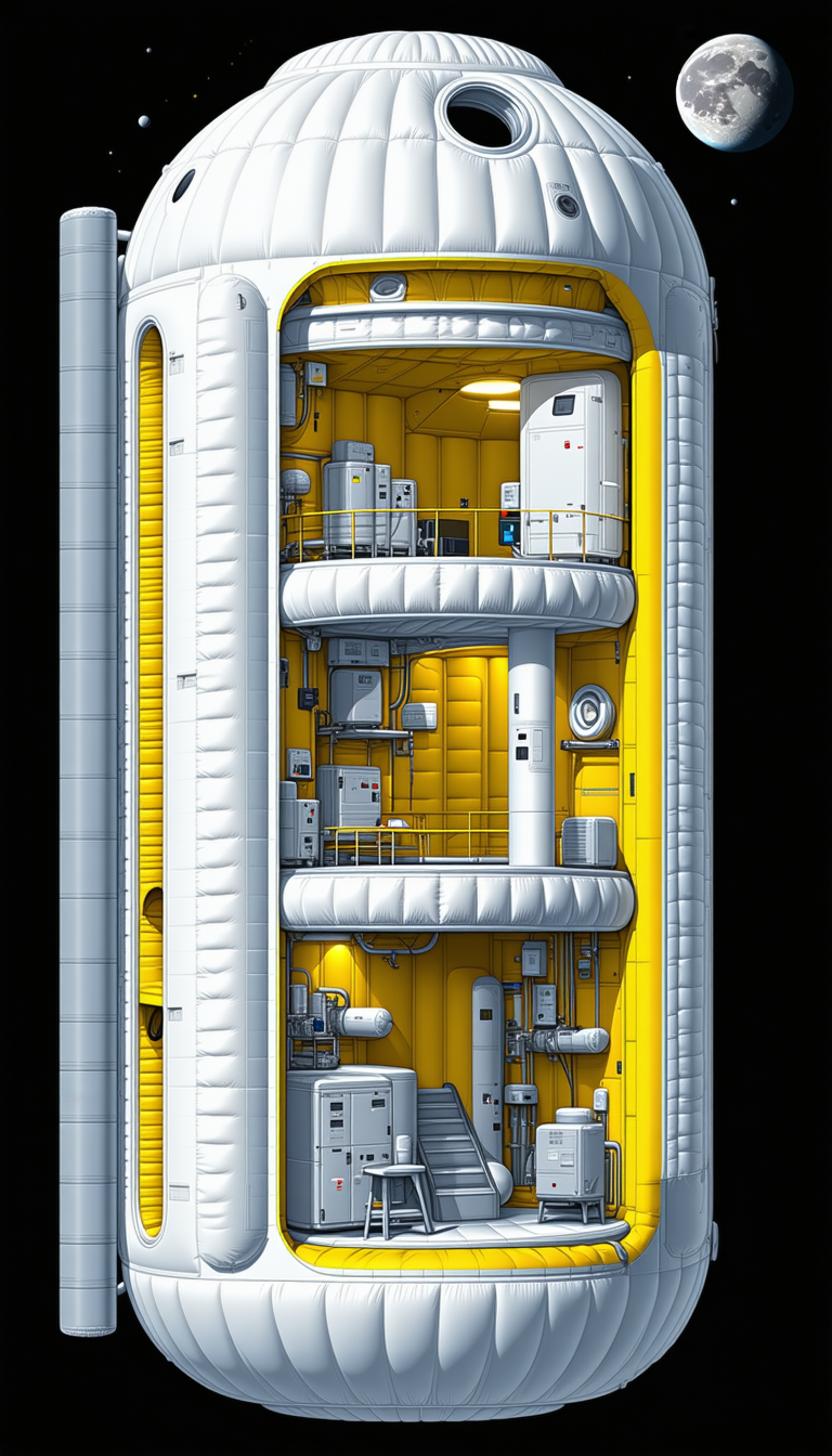 In The Image, There Is A Large White And Yellow Building With A Spiral Staircase Leading To The Top