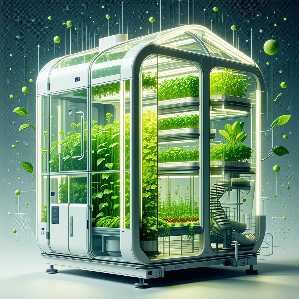 A Large, Futuristic Greenhouse Filled With Various Plants