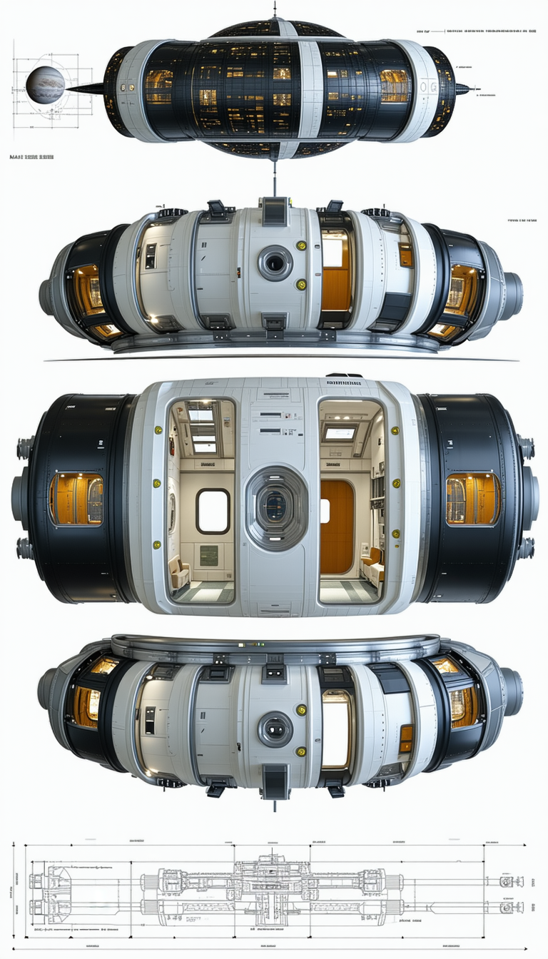 three-dimensional illustration space station