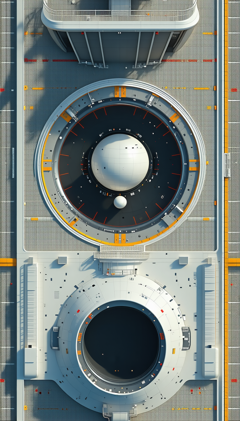 A Large White Structure With A Black Dome On Top Is Shown In The Image