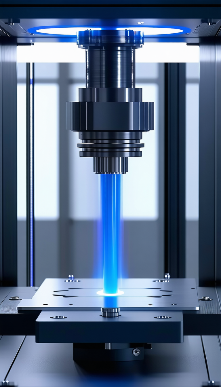 A Machine With A Blue Light Shining On It