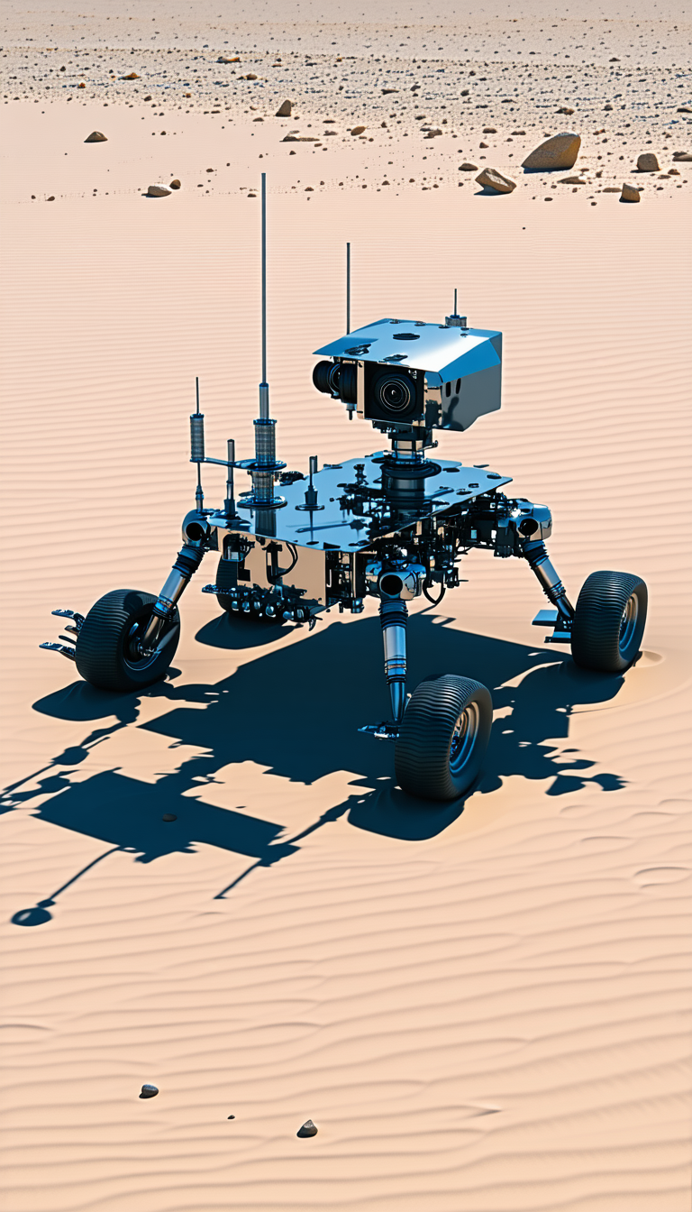 A Futuristic Robotic Vehicle With A Large Camera Mounted On Its Front