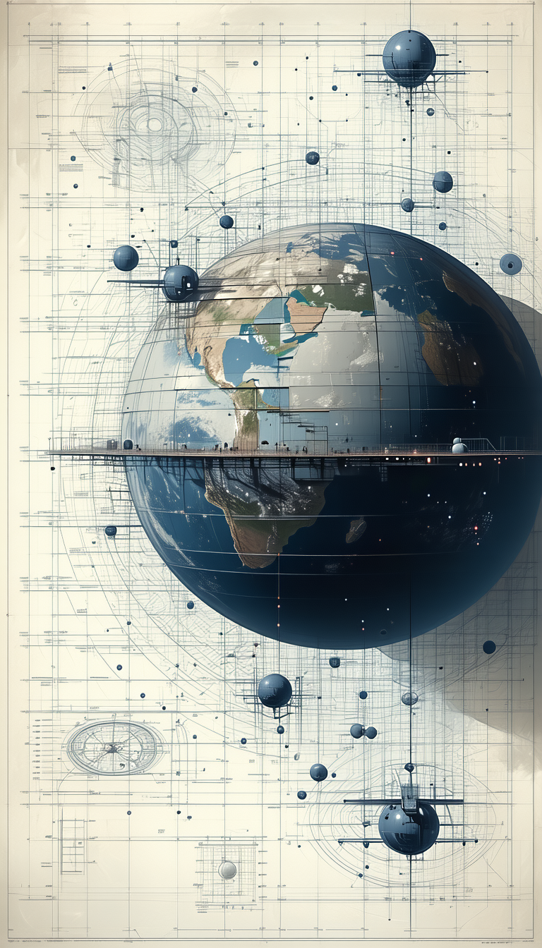 A Large, Detailed Drawing Of The Earth Is Displayed In A Book Or On A Wall