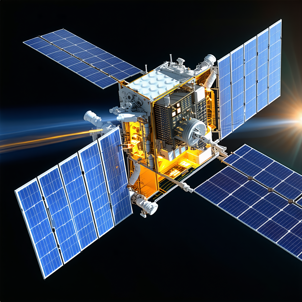A Spacecraft With A Large Solar Panel On Its Side