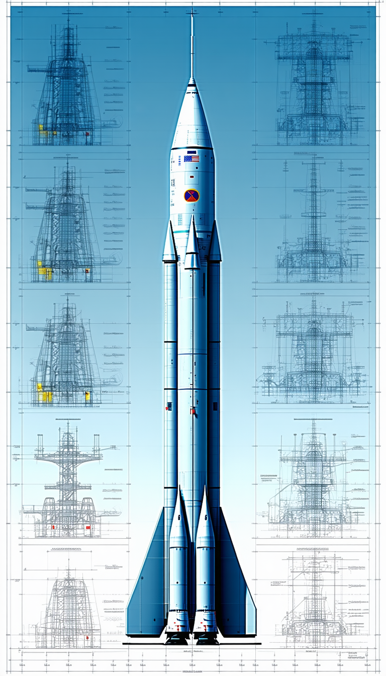 A Blue Rocket Ship Is Shown In A Series Of Diagrams, With Each Section Labeled