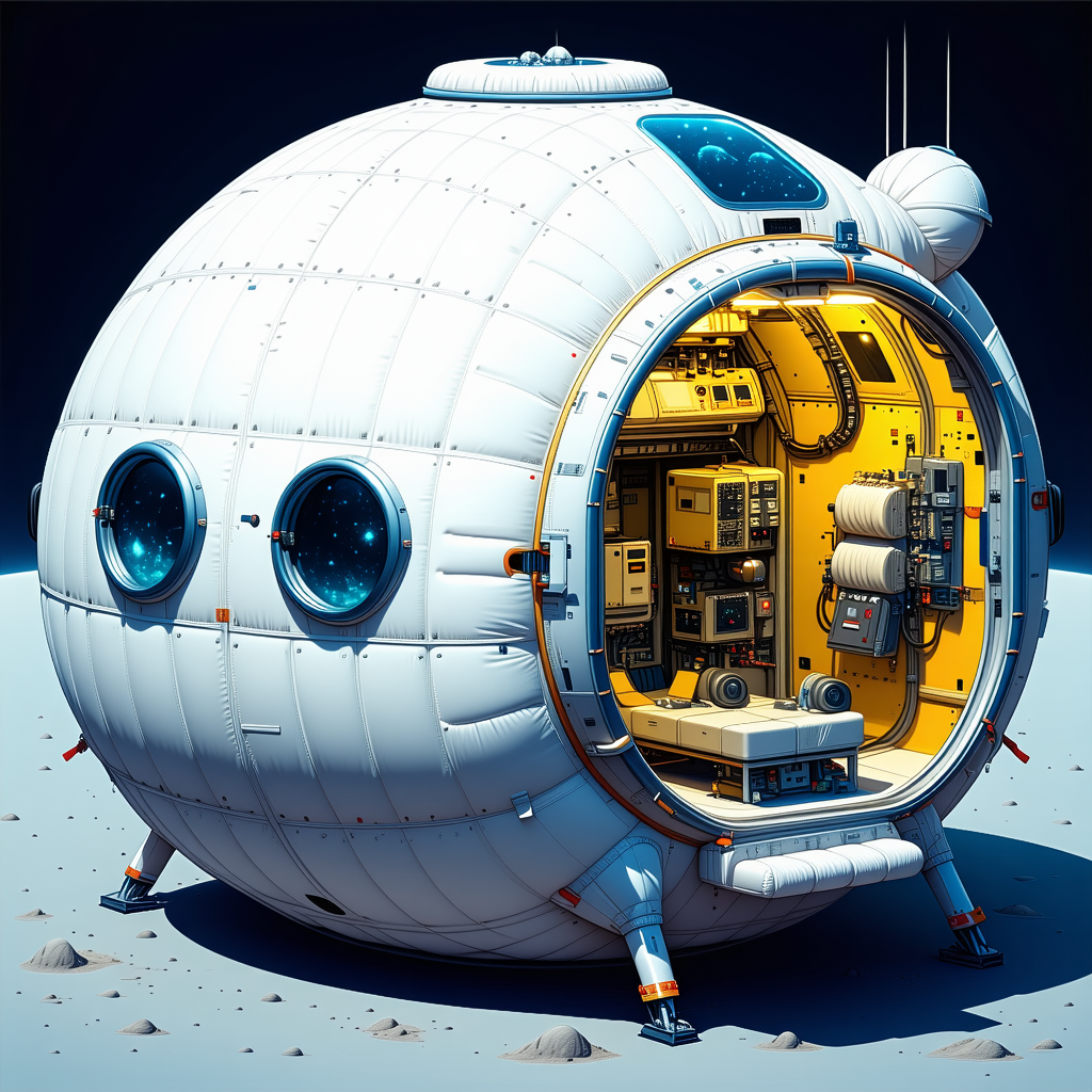 A Large White Spacecraft With A Yellow Interior