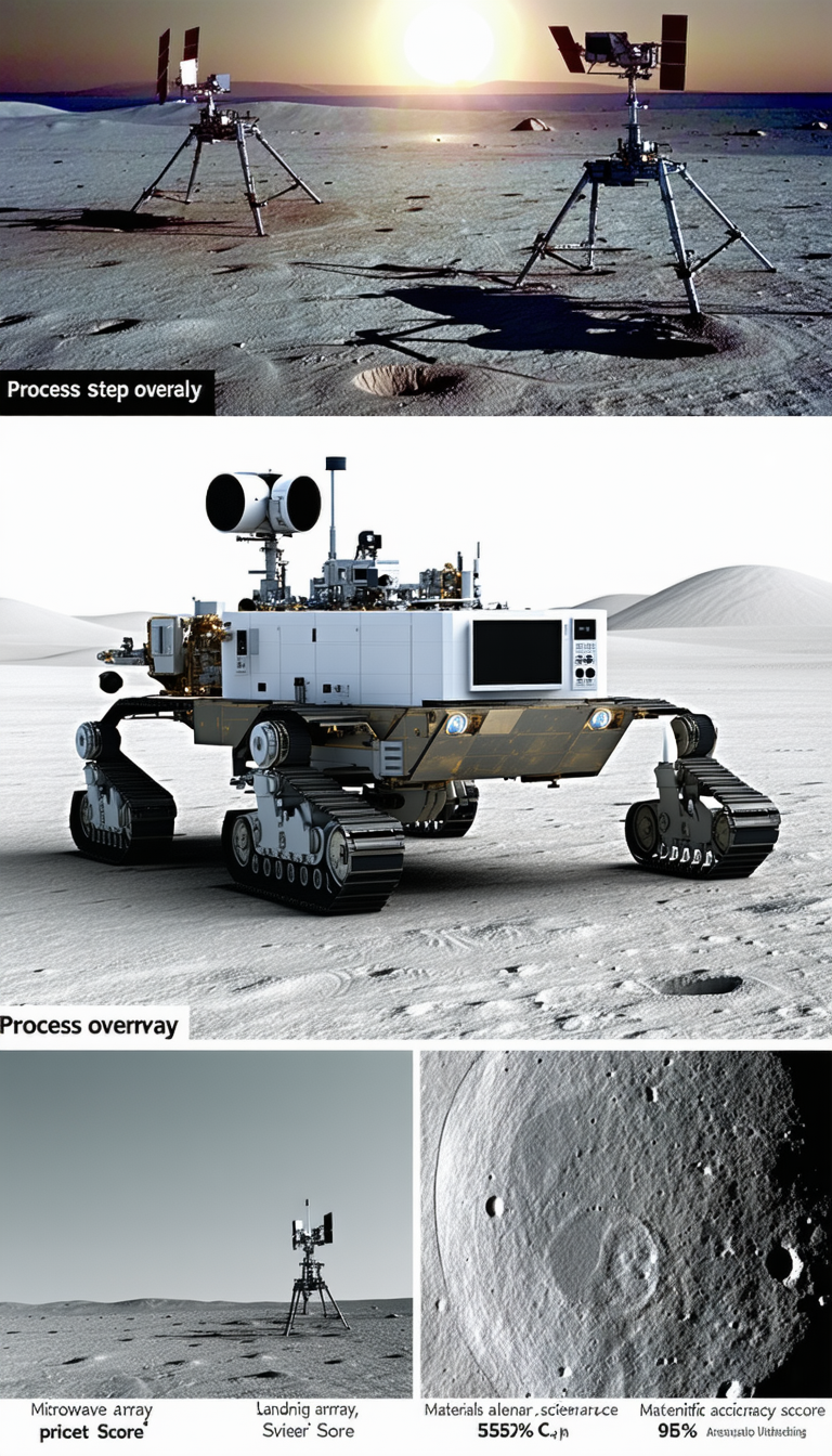 The Image Is A Collage Of Four Different Pictures Of A Rover On The Moon