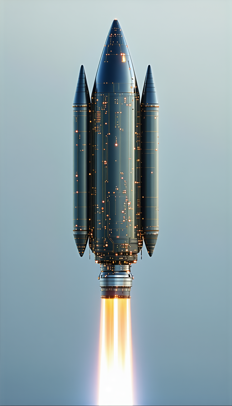A Rocket Is Shown In A Close-up View, With Its Engine And Fuel System Clearly Visible