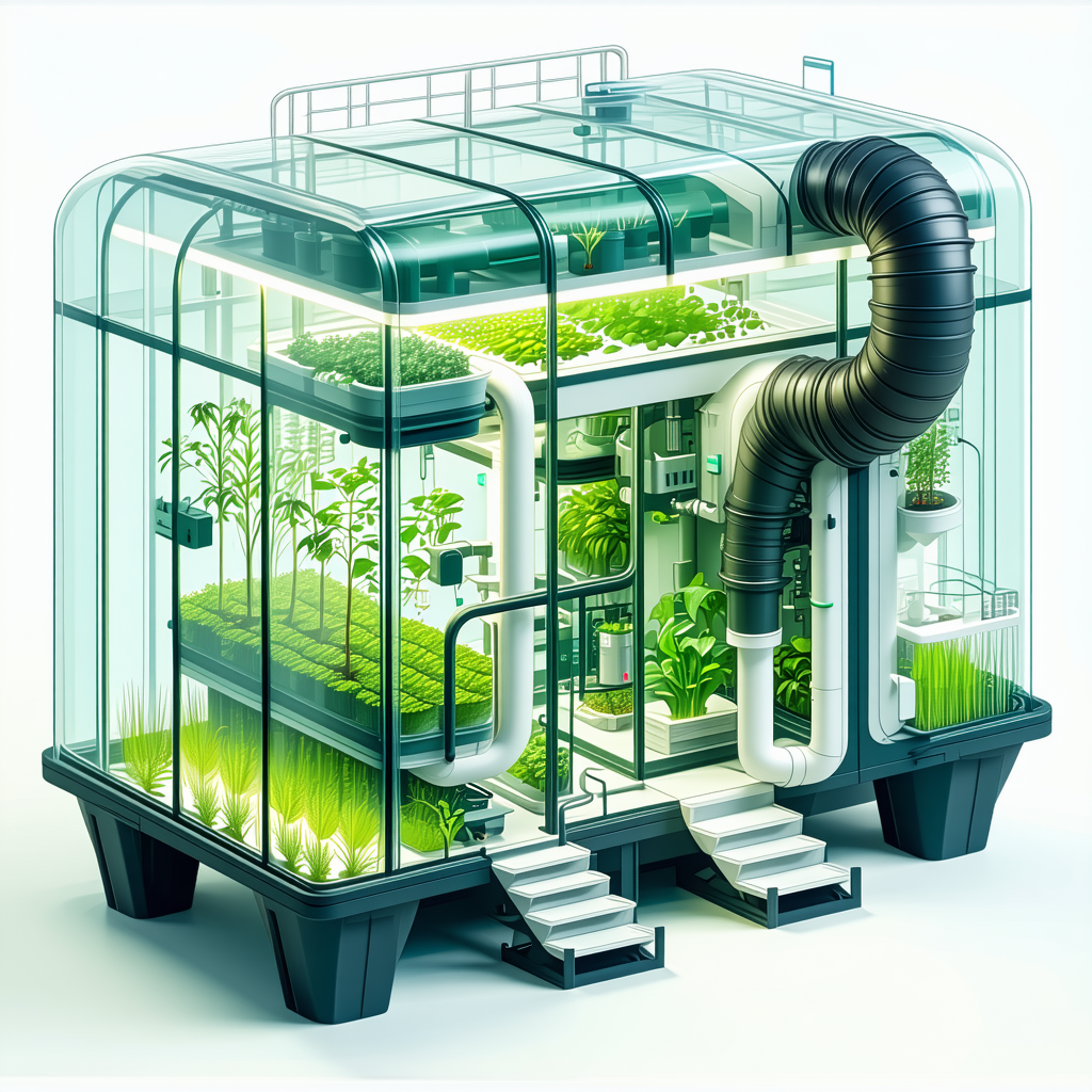 A Large, Futuristic Greenhouse With A Variety Of Plants And Vegetation