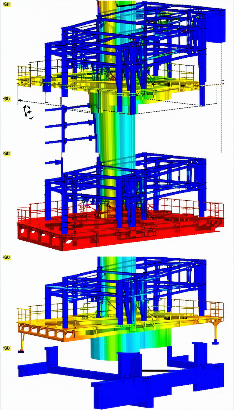 The Image Is A 3d Model Of A Large Structure, Possibly A Building Or A Bridge