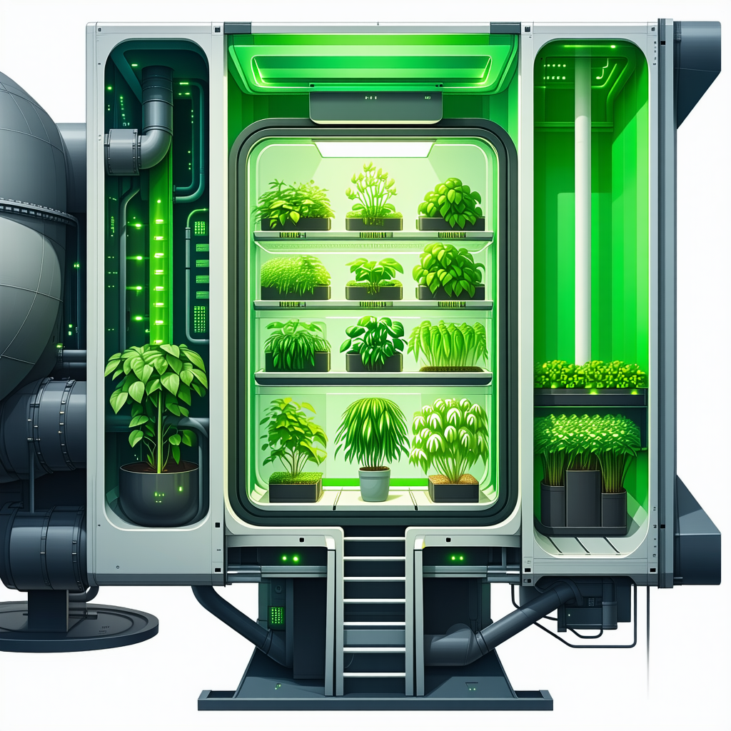 In The Image, There Is A Large Green Structure That Houses A Variety Of Plants
