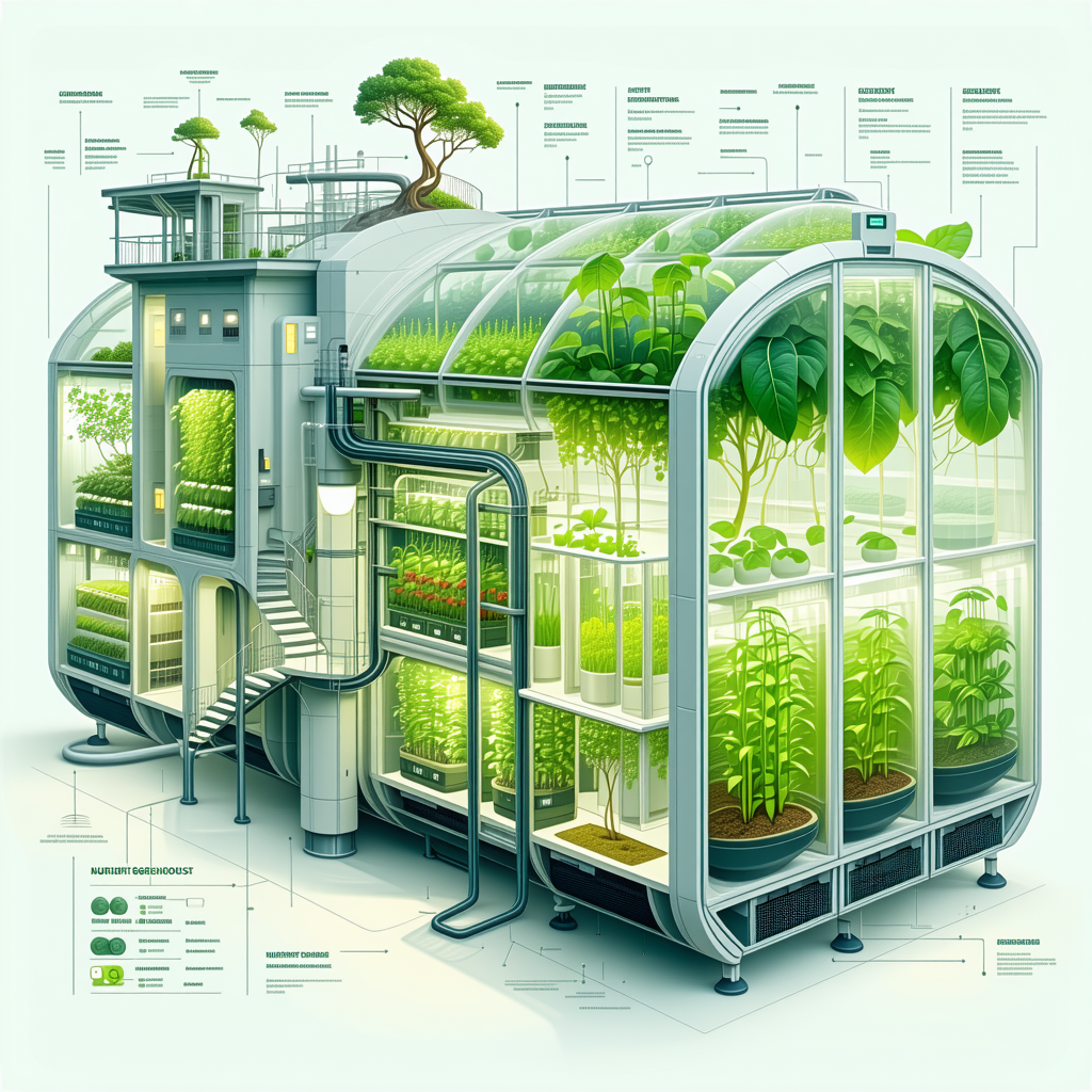 A Large, Futuristic Greenhouse Filled With Various Plants