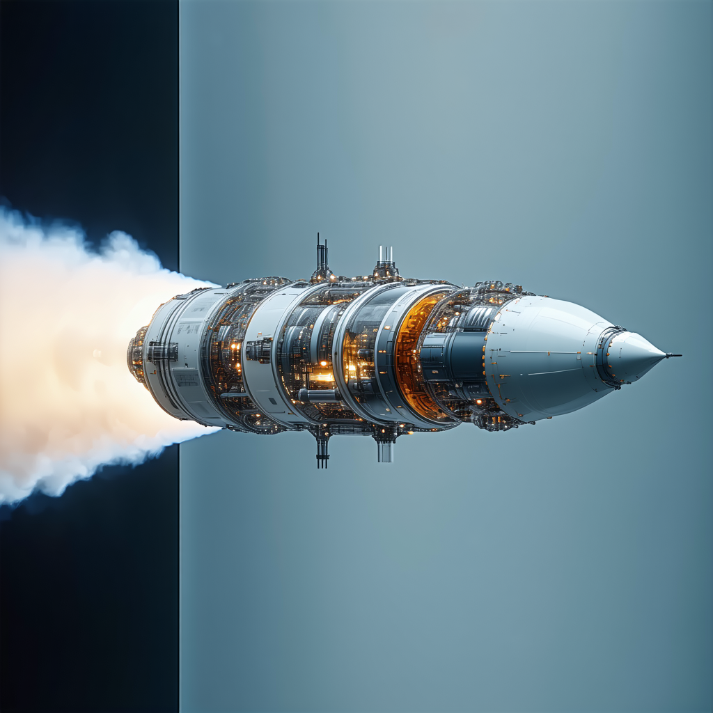 A Rocket Is Shown In A Close-up Shot, With Its Engine And Exhaust Visible