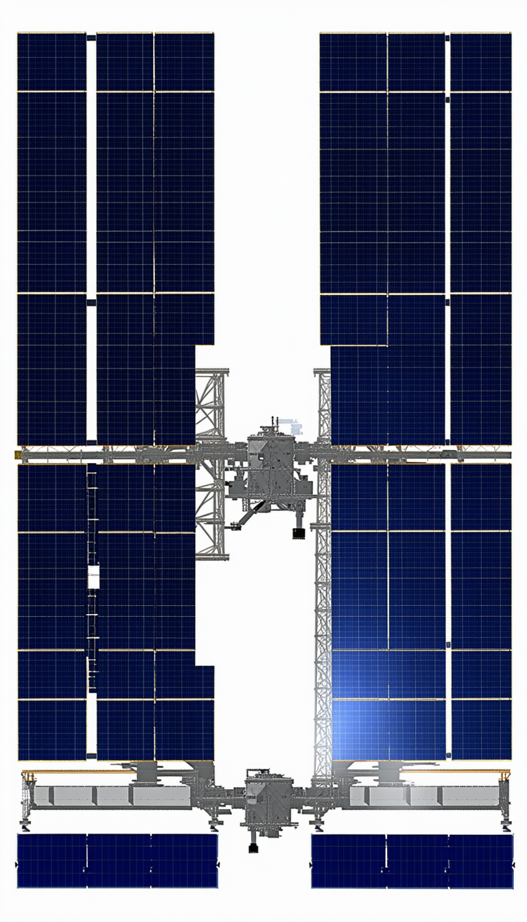 A Large Satellite With A Solar Panel On Its Side