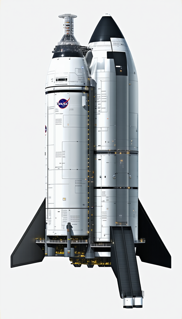 A Large White Rocket Ship Is Shown In A 3d Model