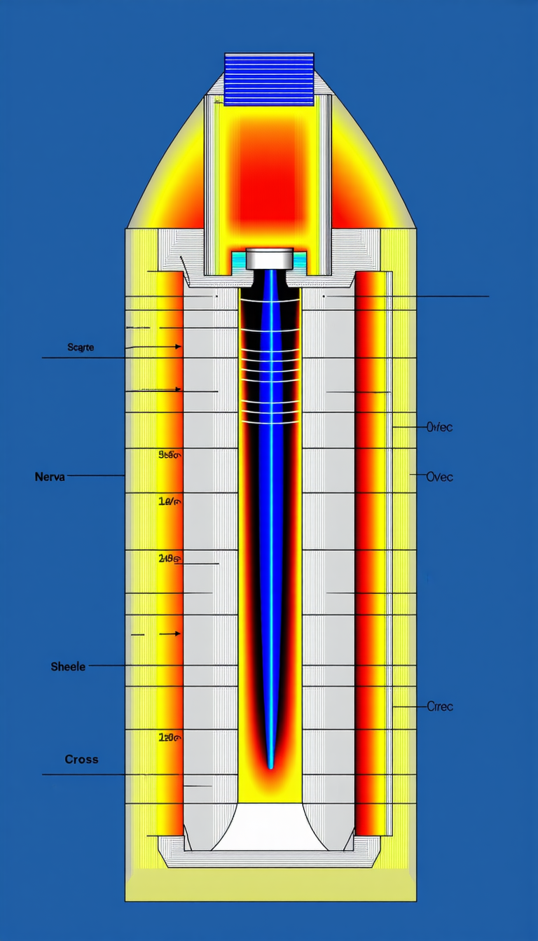 A Large, Blue, Cylindrical Structure With A Bright Blue Light Inside