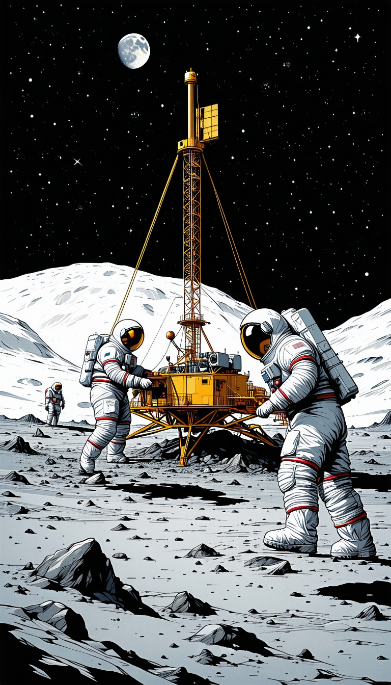 In The Image, There Are Three Astronauts Standing On The Moon
