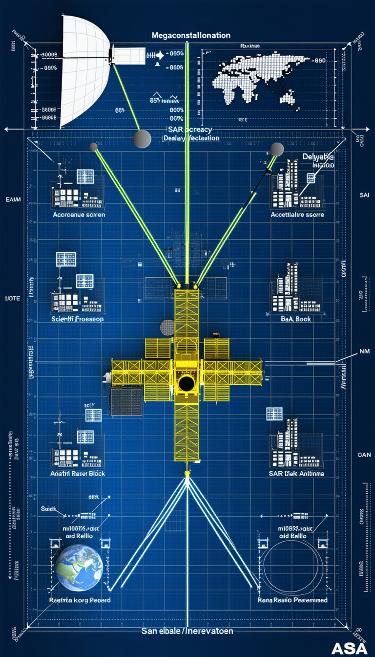 A Large, Detailed Drawing Of A Space Station Is Displayed On A Blue Background