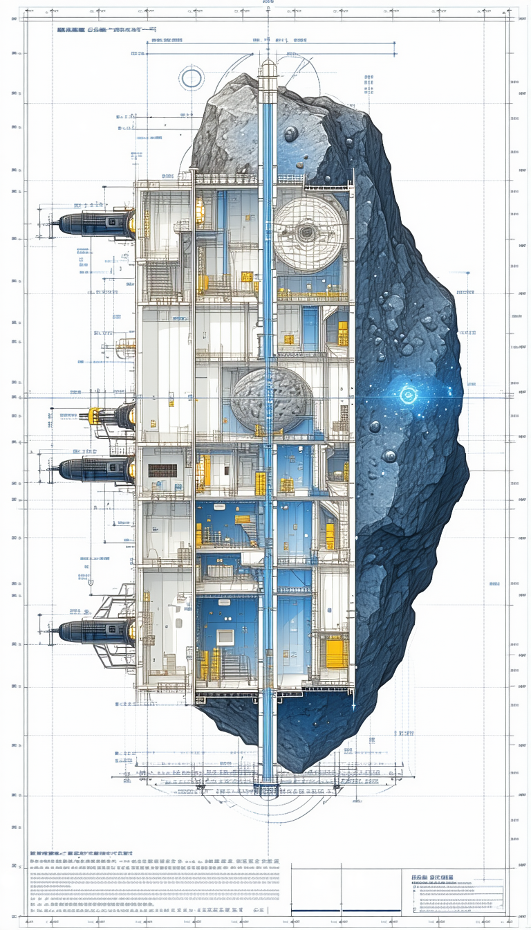 A Large, Futuristic Space Station Is Depicted In A Detailed Drawing