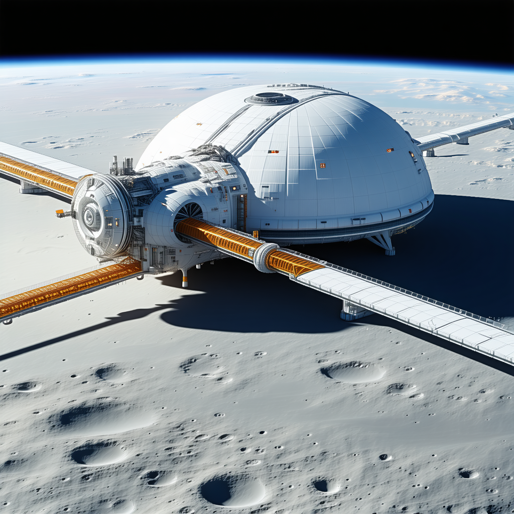 A Large White Spacecraft, Possibly A Space Station, Floating In The Air