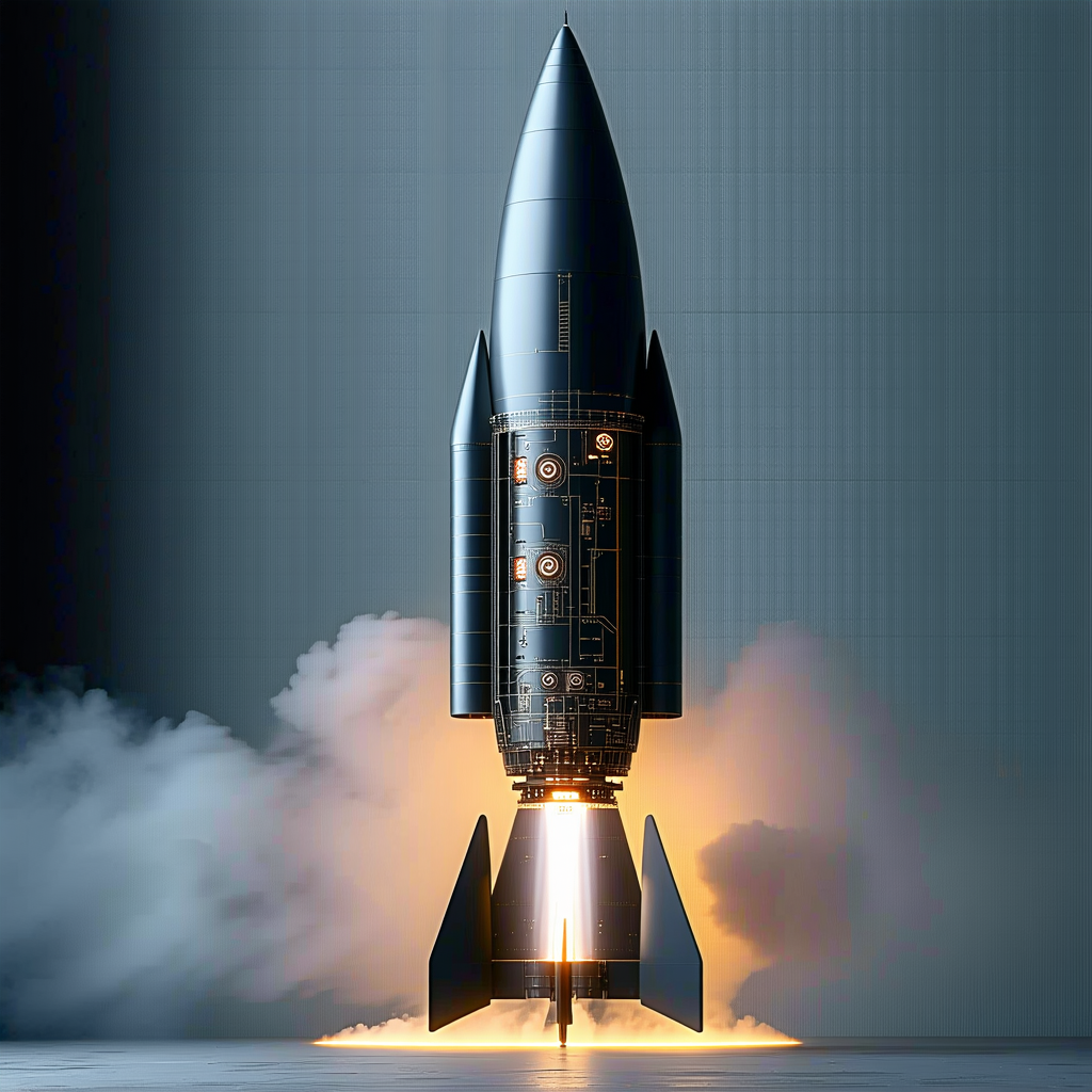 A Rocket Launching Into The Sky, With A Trail Of Smoke Behind It