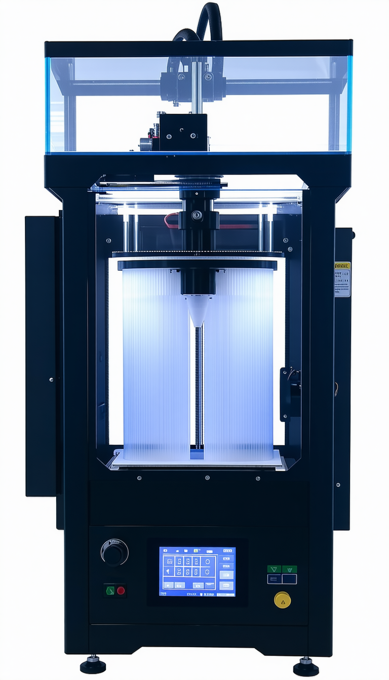 A Large Machine Is Sitting On A White Surface