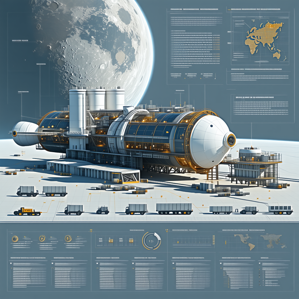 A Large Industrial Building Is Shown In A Diagram, With A Moon In The Background