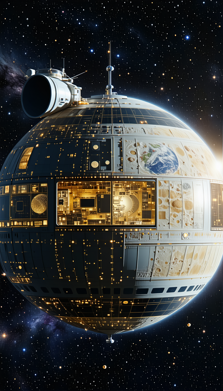 A Large, Futuristic Space Station Is Shown In A Close-up View