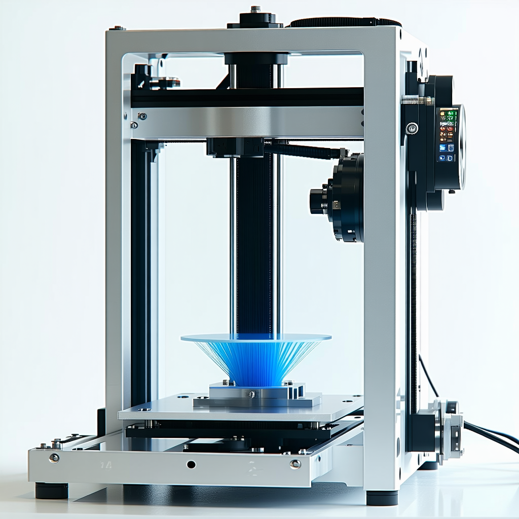 A Large, Industrial-looking Machine With A Blue Object On Top Of It