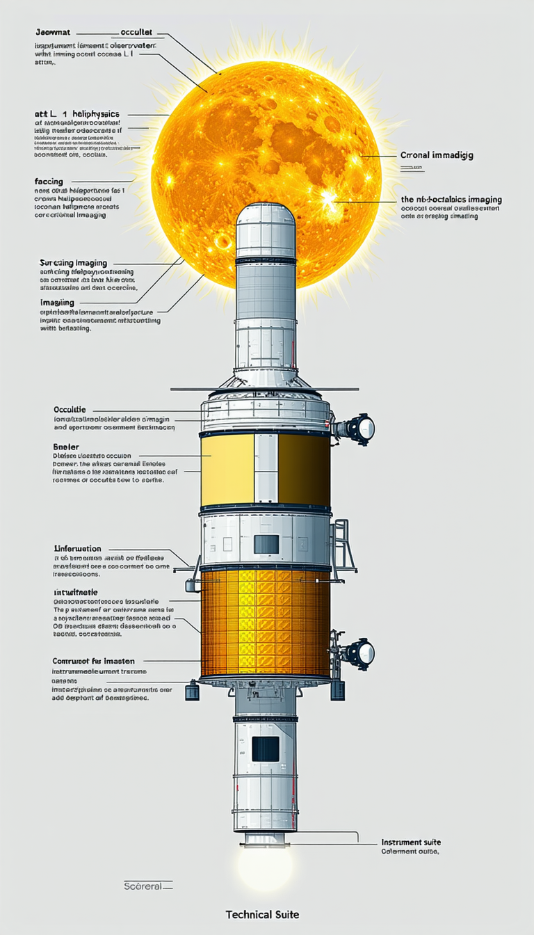 A Large, Yellow And Orange Spacecraft Is Shown In A Diagram, With Various Parts Labeled