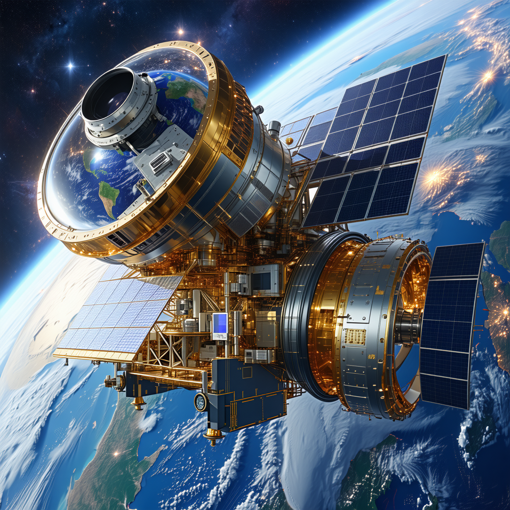 A Large Spacecraft Is Shown In A Close-up View, With A Large Dome On Top Of It