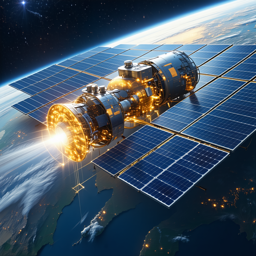 A Spacecraft With A Solar Panel On Its Side, Floating In The Vastness Of Space