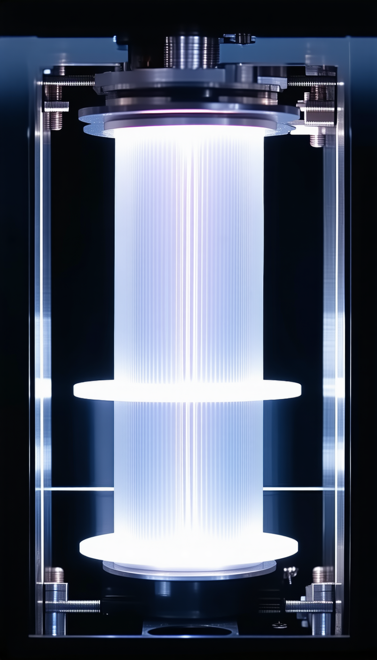 A Large, White, Cylindrical Object That Appears To Be A Light Fixture