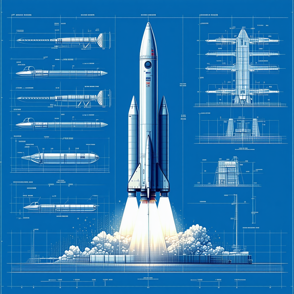 A Blue Illustration Of A Space Shuttle Is Shown, With A Detailed View Of Its Components