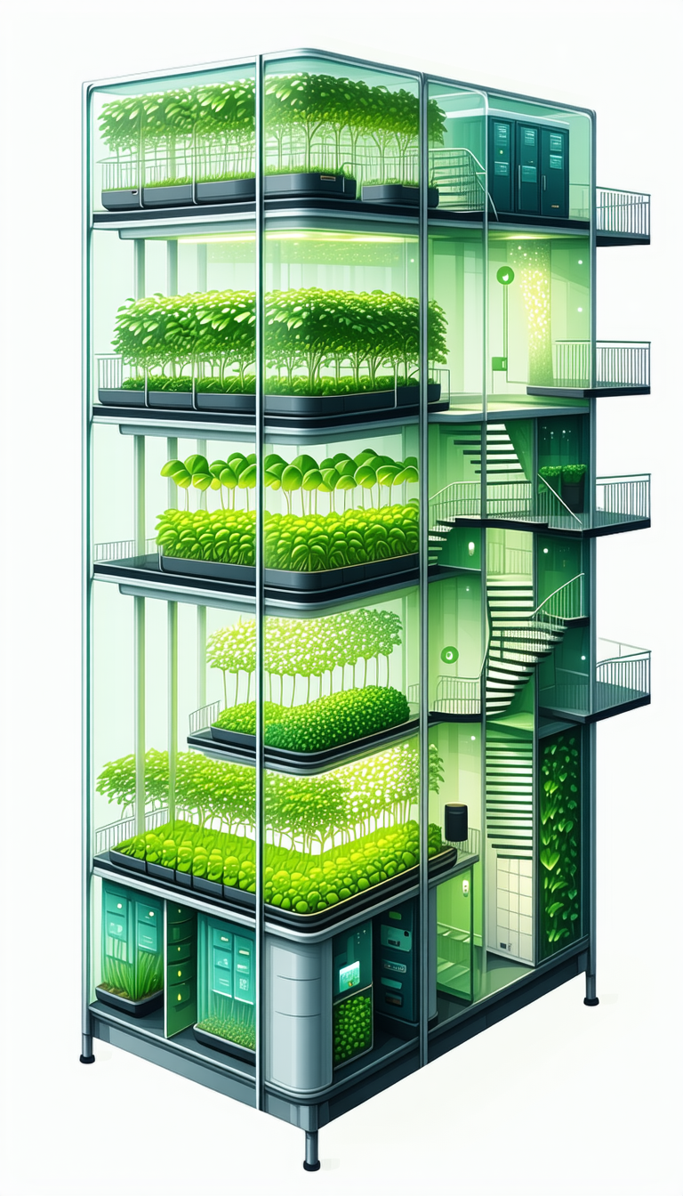 The Image Is A Drawing Of A Building With A Large Number Of Potted Plants On Each Floor