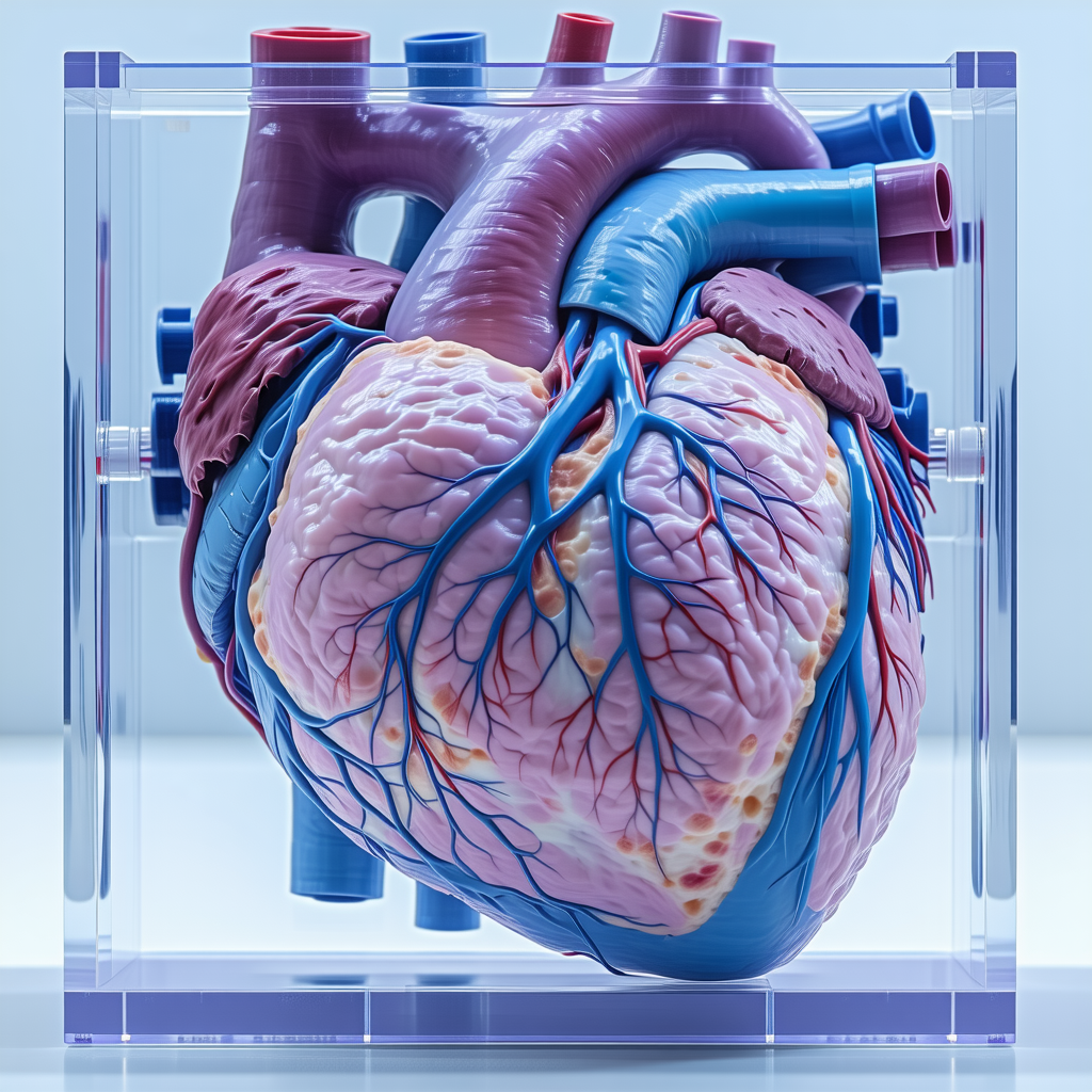 A Heart Is Displayed In A Glass Case, Showcasing Its Intricate Structure And Design