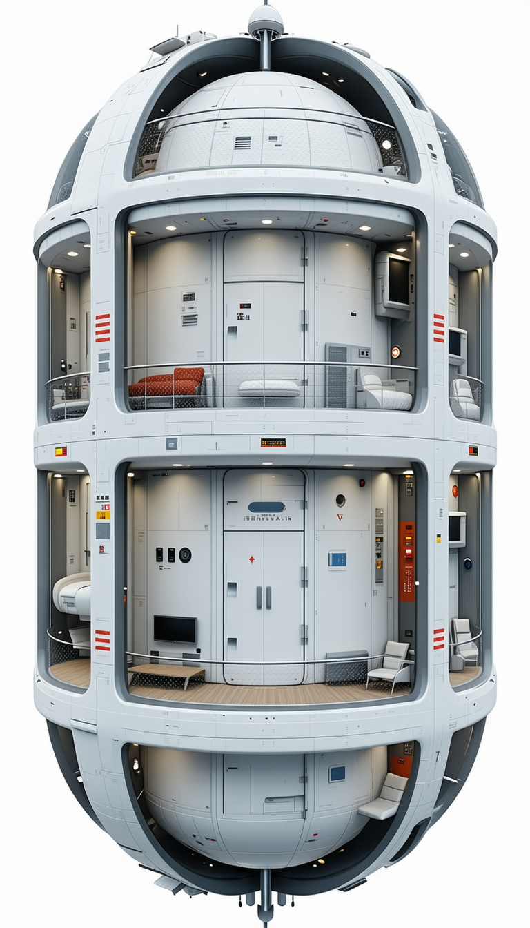In The Image, There Is A Large, Futuristic Spacecraft With A Circular Design