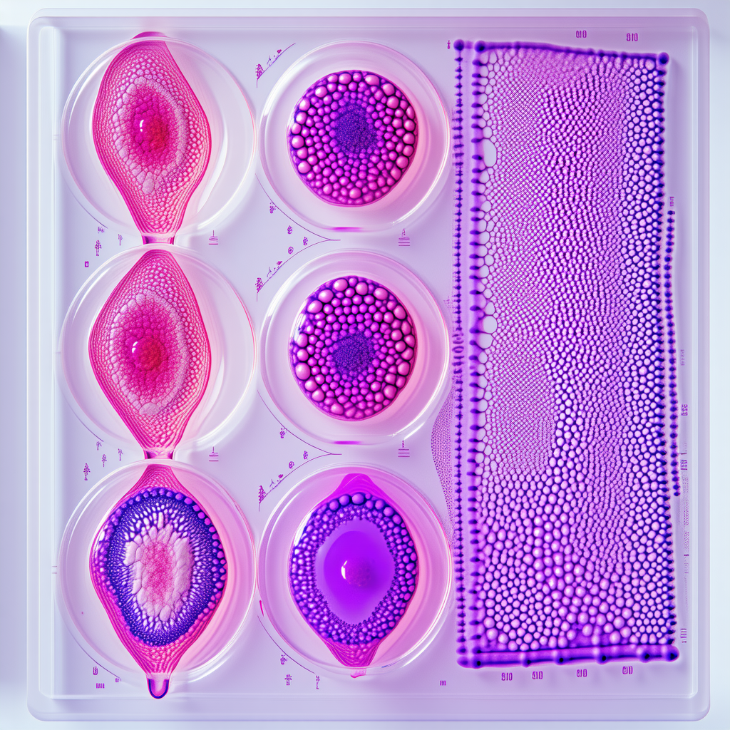 A Microscope Slide With Four Different Colored Liquids In It