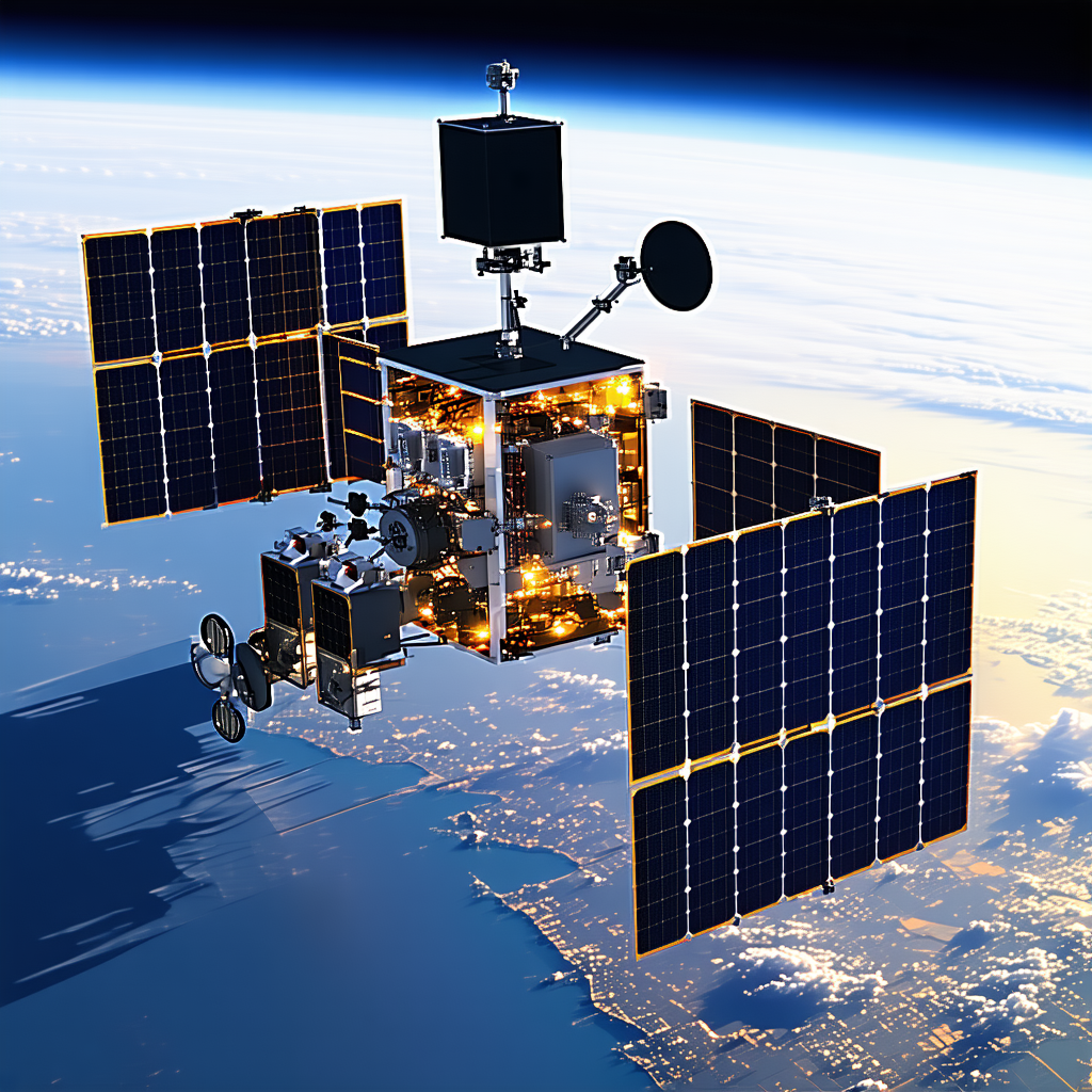 A Spacecraft With A Large Satellite Dish On Top Of It